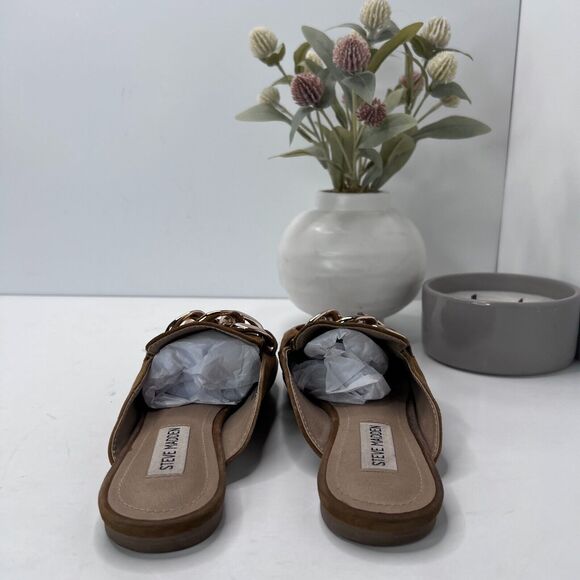 Steve Madden Finn Suede Chain Embellished Pointed Toe Mule Cognac Women's 6.5M - Picture 4 of 9